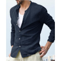 2019 new foreign trade men's shirt cotton and linen shirt casual shirt gentleman slim